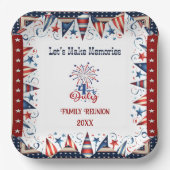 Familiereünie 4 juli sterren Firecracker Bunting Papieren Bordje (Voorkant)