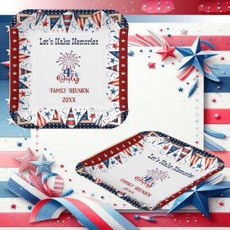Familiereünie 4 juli sterren Firecracker Bunting Papieren Bordje