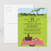 Familiereünie aan de picknicktafel in het park uitnodiging briefkaart (Voorkant / Achterkant)