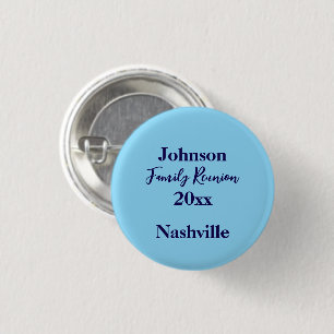 Familiereünie Aandenken Lichtblauwe Naam Jaar Ronde Button 3,2 Cm