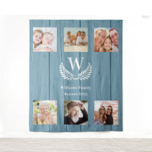 Familiereünie aangepaste fotocollage monogram blau