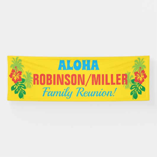 Familiereünie Aloha Luau Theme Banner (Horizontaal)