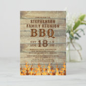Familiereünie BBQ Rustic Wood Flames Kaart (Staand voorkant)