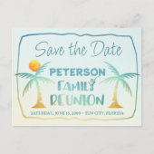 Familiereünie Beach Palm Trees Save The Date Aankondigingskaart (Voorkant)