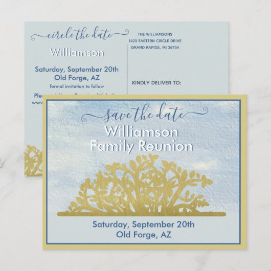 Familiereünie Bewaar de Datum Genealogie Boom Aankondigingskaart (Voorkant / Achterkant)
