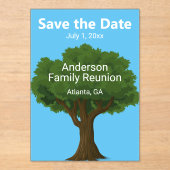 Familiereünie Bewaar de datum met boom Acryl Uitnodigingen (Voorkant)