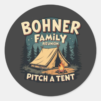 Familiereünie Bohner - Pitch a Tent Retro Camping Ronde Sticker