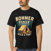 Familiereünie Bohner - Pitch a Tent Retro Camping T-shirt (Voorkant)