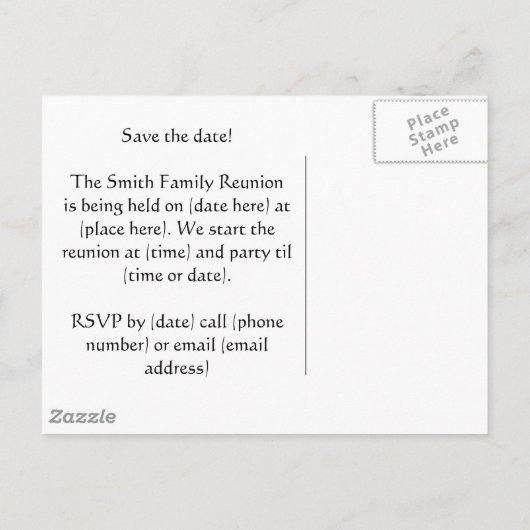 Familiereünie Briefkaart uitnodiging (Achterkant)