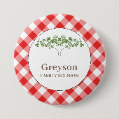 Familiereünie Buttonnen Red Gingham Theme Ronde Button 7,6 Cm (Voorkant)