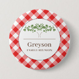 Familiereünie Buttonnen Red Gingham Theme Ronde Button 7,6 Cm