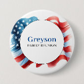 Familiereünie Buttonnen Rood Wit en Blauw Thema Ronde Button 7,6 Cm (Voorkant)