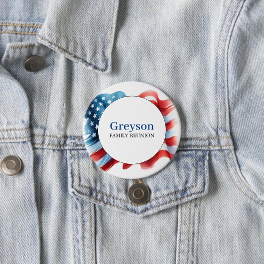 Familiereünie Buttonnen Rood Wit en Blauw Thema Ronde Button 7,6 Cm (In situ)
