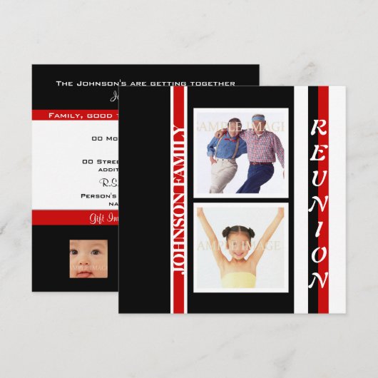 Familiereünie "class" party kaart (Voorkant / Achterkant)