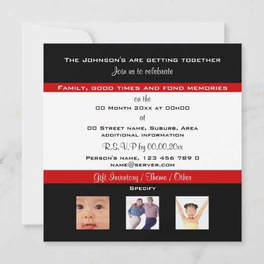 Familiereünie "class" party kaart (Achterkant)