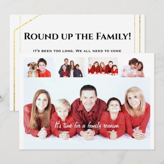 Familiereünie DIY 5 foto informeel bij elkaar Bedankkaart (Voorkant / Achterkant)