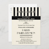 Familiereünie, Feest, Evenement Gestript Save the  Aankondigingskaart (Voorkant / Achterkant)