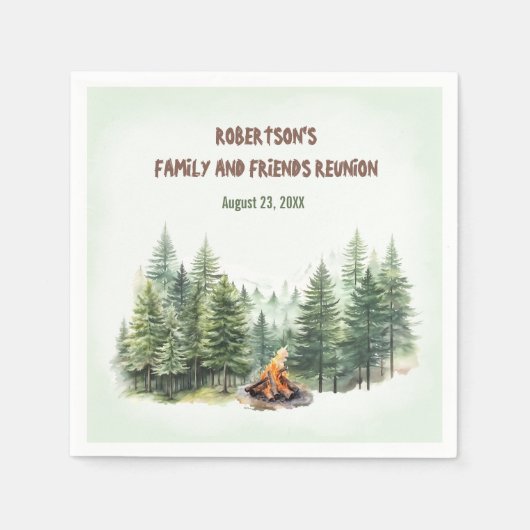 Familiereünie Forest Campfire Green Servet (Voorkant)