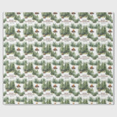 Familiereünie Forest Campfire Groene Naam Cadeaupapier (Vlak)