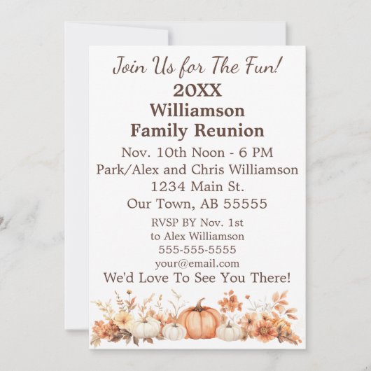 Familiereünie Herfst Herfst Thanksgiving Kaart (Voorkant)