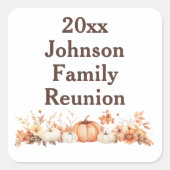 Familiereünie Herfst Herfst Thanksgiving Uitnodigi Vierkante Sticker (Voorkant)