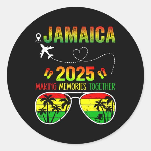 Familiereünie Jamaica 2025 maakt herinneringen vri Ronde Sticker (Voorkant)