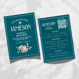 Familiereünie Klassieke Bloemen QR Code Kaart
