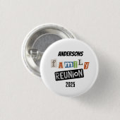 Familiereünie leuke speelse tekst ronde button 3,2 cm (Voorkant /achterkant)