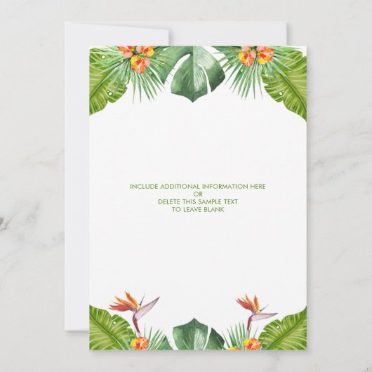 Familiereünie Luau Tropical Palm Aloha Waterverf Kaart (Achterkant)