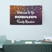 Familiereünie met feestelijke elegante strijklicht spandoek (Beurs)