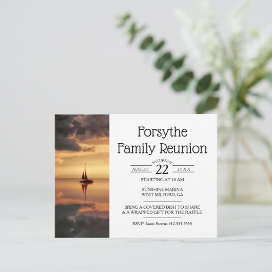 familiereünie met zeilboten uitnodiging briefkaart (Staand voorkant)