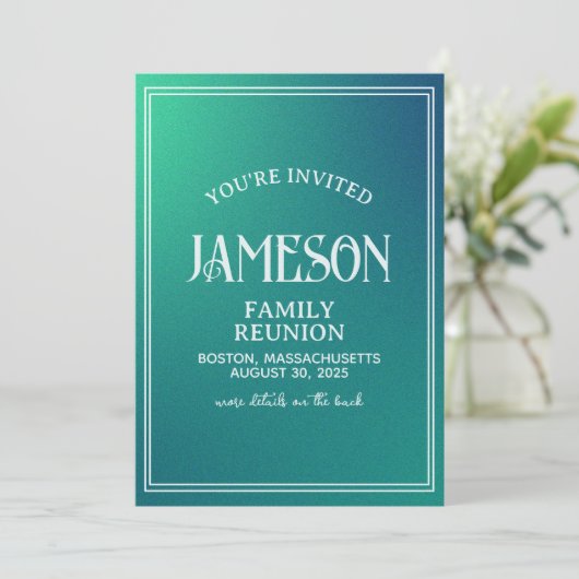 Familiereünie Modern Gradient QR Code Uitnodiging (Staand voorkant)