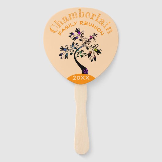 Familiereünie Moderne Multicolor Floral Tree Handwaaier (Voorkant)