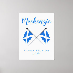 Familiereünie onder Schotse vlag Canvas Afdruk