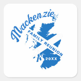 Familiereünie onder Schotse vlag Vierkante Sticker