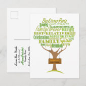 Familiereünie ontwerp met boomelement aankondigingskaart (Voorkant / Achterkant)