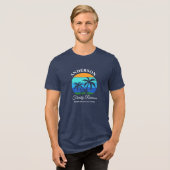 Familiereünie Palmbomen Summer Beach Blauw Tri-Blend Shirt (Voorkant volledig)