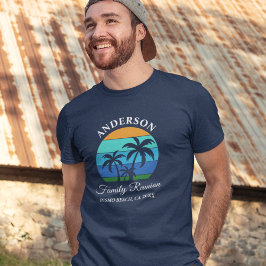 Familiereünie Palmbomen Summer Beach Blauw Tri-Blend Shirt