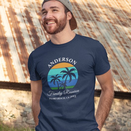 Familiereünie Palmbomen Summer Beach Blauw Tri-Blend Shirt