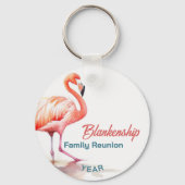 Familiereünie Pastel Flamingo jaarlijks tropisch Sleutelhanger (Voorkant)
