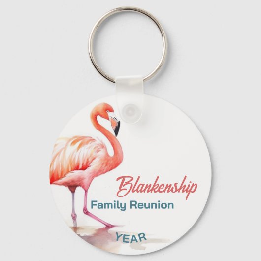 Familiereünie Pastel Flamingo jaarlijks tropisch Sleutelhanger (Voorkant)
