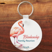Familiereünie Pastel Flamingo jaarlijks tropisch Sleutelhanger (Voorkant)