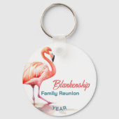 Familiereünie Pastel Flamingo jaarlijks tropisch Sleutelhanger (Achterkant)