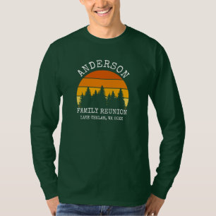 Familiereünie Pine Trees Sunset Green Shirt