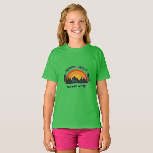 Familiereünie Retro Mountain Custom Family Trip T-shirt (Voorkant volledig)