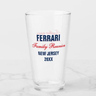 Familiereünie Rode Marine Blauw Gepersonaliseerd Glas