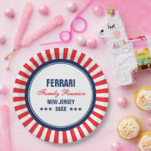 Familiereünie Rood Wit Blauw gepersonaliseerd Papieren Bordje (Feest)