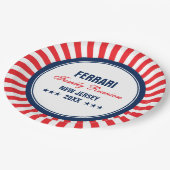 Familiereünie Rood Wit Blauw gepersonaliseerd Papieren Bordje (Gekanteld)