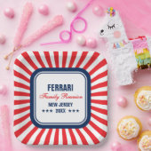 Familiereünie Rood Wit Blauw gepersonaliseerd Papieren Bordje (Feest)