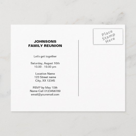 Familiereünie Save the date briefkaarten (Achterkant)
